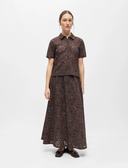 Object Objbianca S/S Lo Polo Top Noos Brown XL