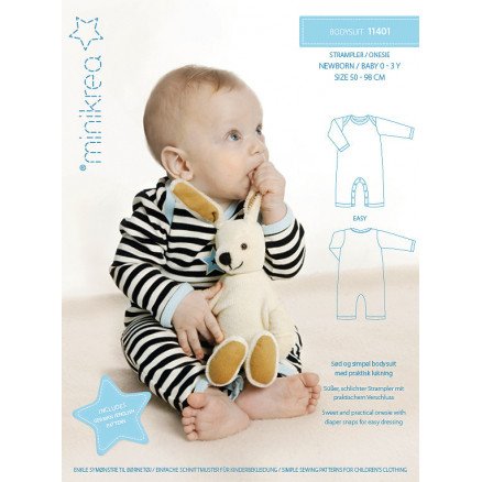 MiniKrea Snittmønster 11401 Bodysuit str 0 3 år MiniKrea Snittmønster 11401 Bodysuit str 0 3 år