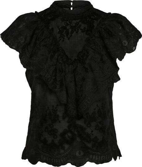 Gina Tricot Frill Blouse Black 34