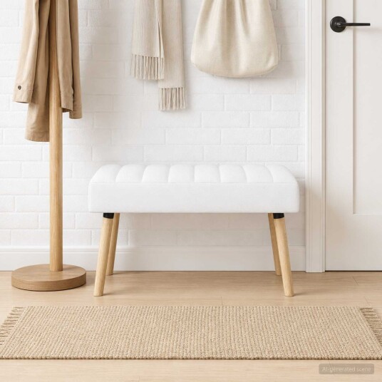 vidaXL Kanal-Quiltet Benk Hvit 80 x 40 x 46 cm Stoff