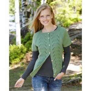 �Green Luck Cardi by DROPS Design Vest Strikkeoppskrift str. S XXX Small