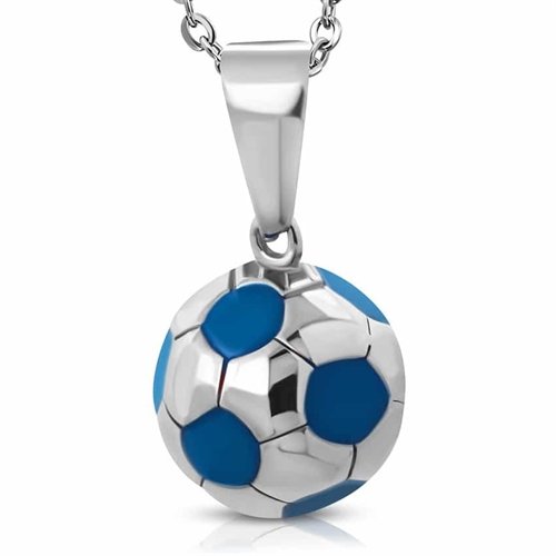 Halskjede "Blue Football" Rustfritt stål. Big 1,5 cm Halskjede "Blue Football" Rustfritt stål. Big 1,5 cm