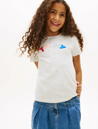 Tommy Hilfiger Tommy Puff Print Tee Ss Grey 46