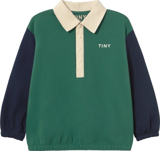 Tiny Cottons Poloskjorte Fargeblokk Dark Green Tiny Cottons 10 år (140) Genser Armygrønn Beige Grønn Marineblå