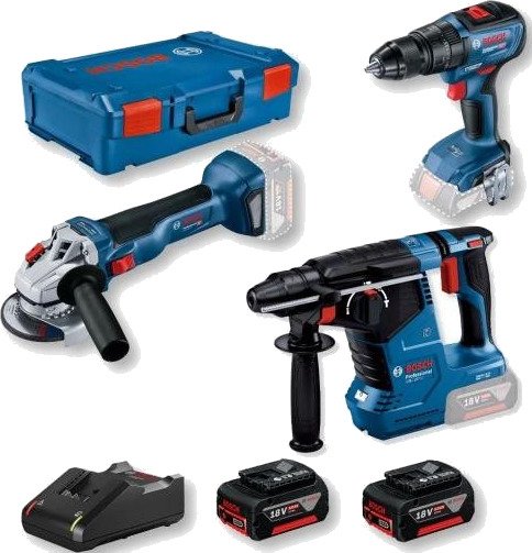 Bosch Verktøysett Professional 18 v GBH 187-LI + GWS 18 v-10 + GSR 18 v-50, Inkl. 2 × 5.0 ah Batterier, Xl-Boxx