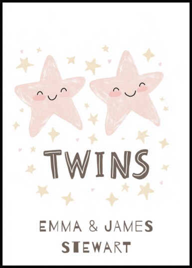 Personalized Twins Star Wall Art Plakat / 70x100 Personalized Twins Star Wall Art Plakat / 70x100