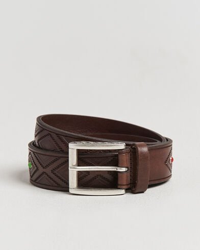 Anderson's Diamond Pattern Western 3,5cm Belt Brown