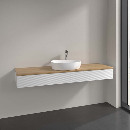 Villeroy & Boch Antao Servantskap med 2 skuffer 160x50x19 cm m/lys Hvit Blank/Eik Villeroy & Boch Antao Servantskap med 2 skuffer 160x50x19 cm m/lys Hvit Blank/Eik