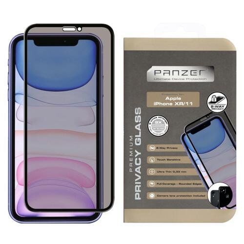 PANZER iPhone 11 / XR PANZER Premium Privacy Glass m. Kameralinsebeskyttelse - Svart Ramme