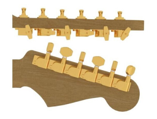 Hipshot Guitartunerupgrade Kit 6inl Classic Closed, Trebside, Stag,Gd