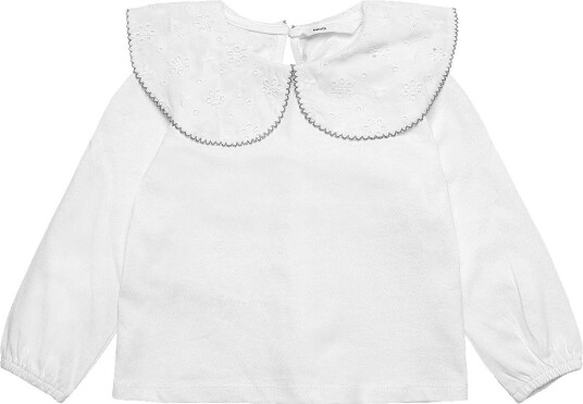 Mango Babydoll Neck T Shirt NATURAL WHITE 86