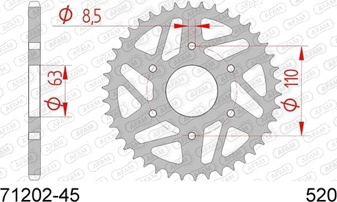Kjedehjul AFAM 71202-45 Kjedehjul AFAM 71202-45