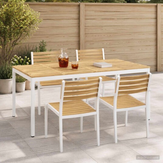 vidaXL Hage middagsbord Hvit 196 x 100,5 x 75 cm Solid akasietre