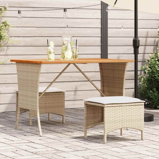 Hagebord med topp i akasietre beige 105x75x72 cm polyrotting