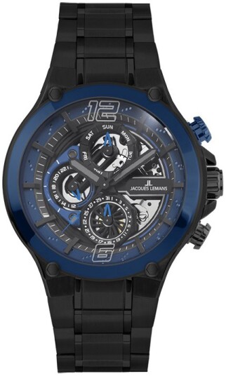 Jacques Lemans Herreklokke 1 2150G Manchester Blå/Stål Ø44 mm