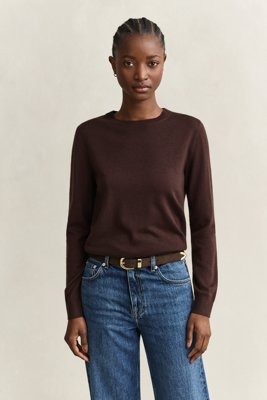 Gant Extrafine Merino Wool C Neck Brown L