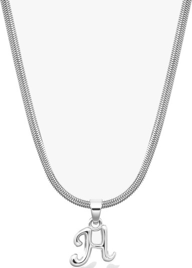 Who Is She Bone Letter Necklace Silver Sølv ONE SIZE