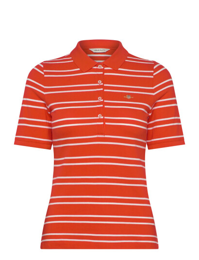 GANT Slim Stripe Shield Ss Pique Polo - Red - XS