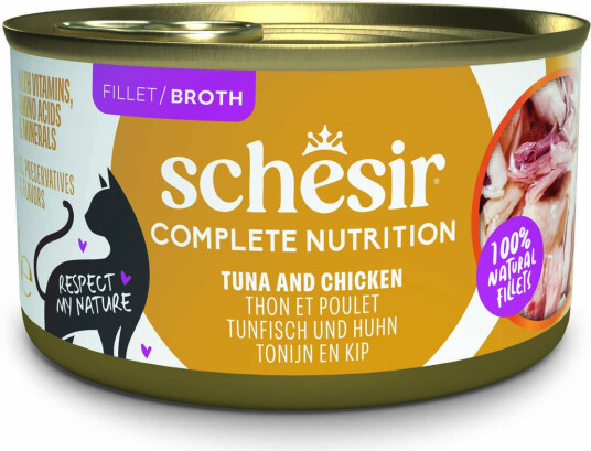 Schesir Våtfôr Complete Nutrition Filet I Buljong Tunfisk Med Kylling 6 X 85 G