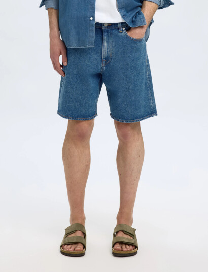 Selected Slhreg Alex Mid Blue Denim Shorts - Blue - S