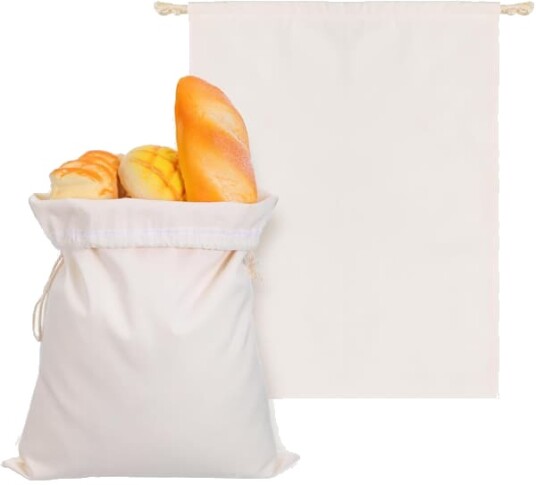 Prasacco 5 brødposer i lin totebag med snøring brødpose for oppbevaring frisk holdning linpose for brødpose gjenbrukbare bakerposer brødpose [YJD]