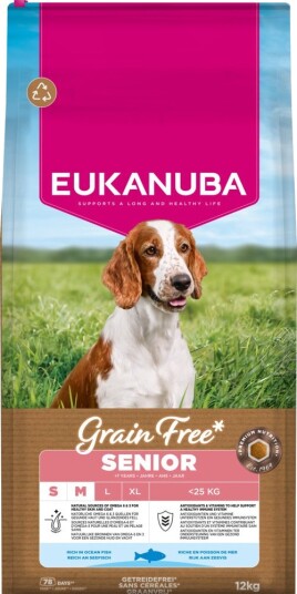 Eukanuba Tørrfôr Senior Grain Free Small & Medium Med Sparepakke Sjøfisk 2 X 12 kg Eukanuba Tørrfôr Senior Grain Free Small & Medium Med Sparepakke Sjøfisk 2 X 12 kg