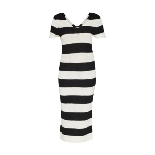ONLY Onlruth V-Neck Dress Black Stripes:Cloud M
