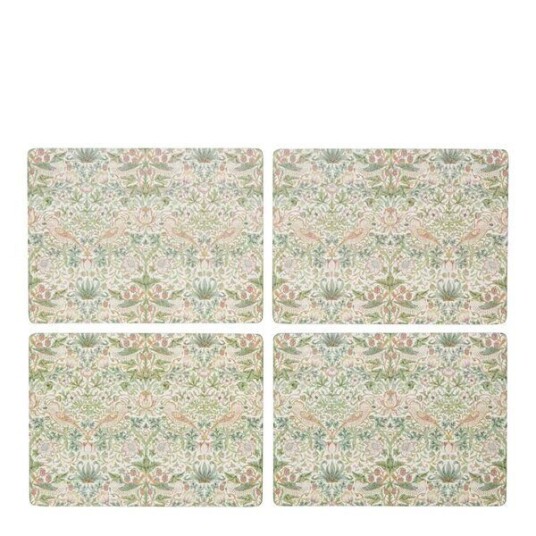 Spode   Morris & Co Strawberry Thief bordbrikker 4 stk grønn