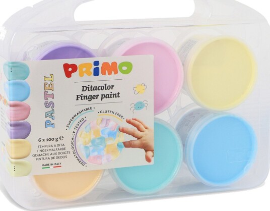 Primo Fingerpaint 6 Pots Pastel Multi/patterned ONE SIZE Primo Fingerpaint 6 Pots Pastel Multi/patterned ONE SIZE