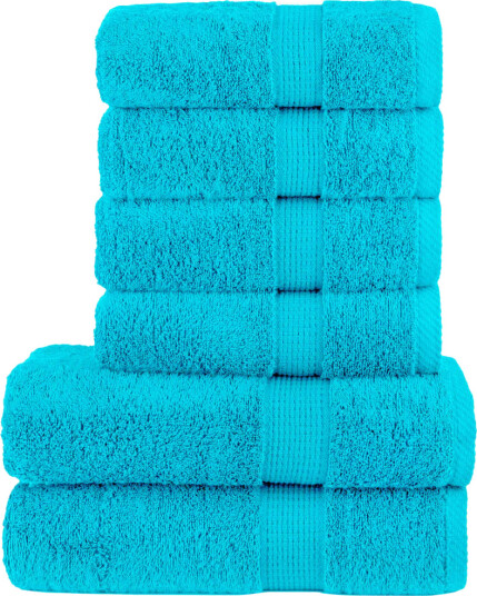 vidaXL Premium håndklesett 6 deler SOLUND turkis 600 g/m2 vidaXL Premium håndklesett 6 deler SOLUND turkis 600 g/m2