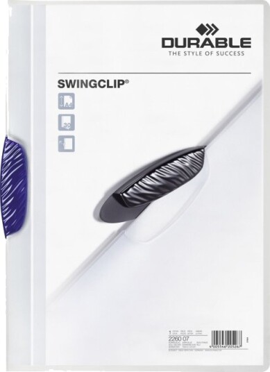 Durable Swingclip Klipsfil For A4 210 X 297 Mm Kapasitet: 30 Ark Transparent Med Mørkeblå Klips Durable Swingclip Klipsfil For A4 210 X 297 Mm Kapasitet: 30 Ark Transparent Med Mørkeblå Klips