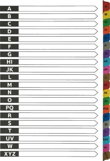 Indekseringsfaner A Z Papp Laminert D.Rect Indekseringsfaner A Z Papp Laminert D.Rect