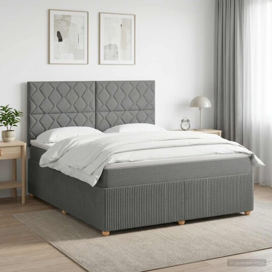 vidaXL Kontinentalseng med madrass Mørkegrå 160 x 200 cm Stoff