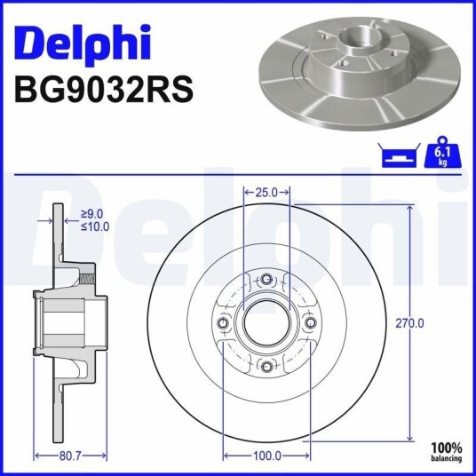 DELPHI BG9032RS Bremseskive