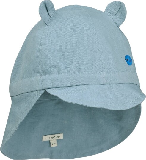 Liewood Gorm Linen Sun Hat W Ears   Blue   9/12M