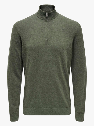 Only & Sons Loui Reg Mel Half Zip Knit Grå XL Only & Sons Loui Reg Mel Half Zip Knit Grå XL