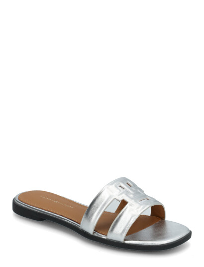 Tommy Hilfiger Th Logo Strap Metallic Mule - Silver - 36