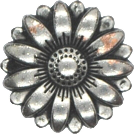 Villy Jensen Metallknapp med Blomst 18 mm Antikksølv 18761-18-0000
