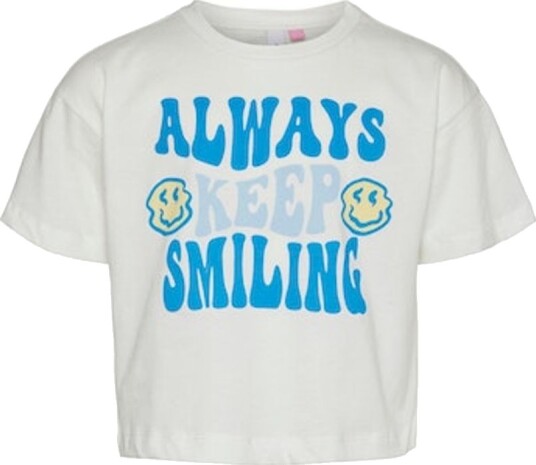 Vero Moda Girl Smiles Kelly Crop Topp Snow White Ibiza Blue (134/140)