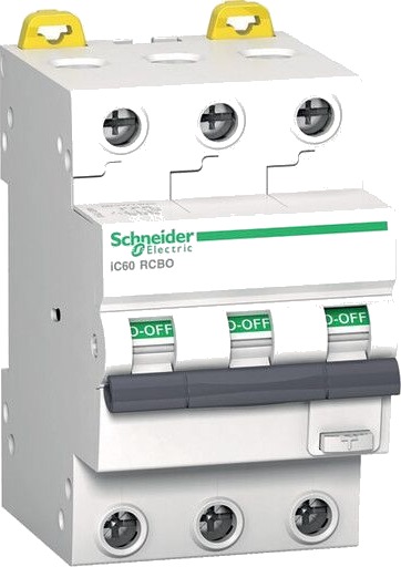 Schneider Electric Schneider Jordfeilautomat IC60 3P 16A 30MA C 6kA 400V - 1600942