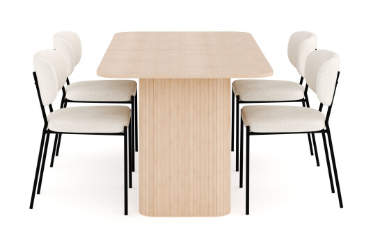 Other Brand Kopparbo Spisegruppe 160 220 cm Forlengbar med 4 Gemmiano Spisestoler Whitewash