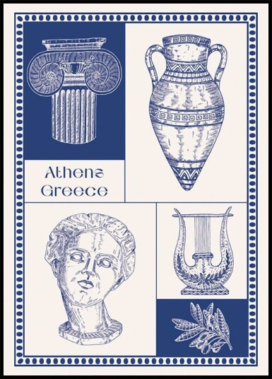 Athens Greece Heritage Plakat Plakat / 50x70cm Athens Greece Heritage Plakat Plakat / 50x70cm
