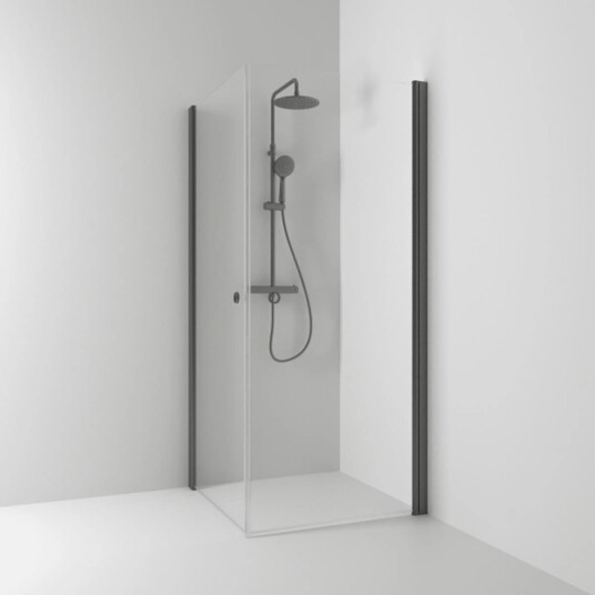 Svedbergs Skoga Dusjhjørne Rett 90x80 cm, Blyantsort/Klarglass