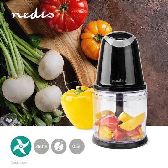 Nedis Mathakker | 260 W | 0.5 l | Plast | 2 Hastighetsinnstillinger | Sort Nedis Mathakker | 260 W | 0.5 l | Plast | 2 Hastighetsinnstillinger | Sort