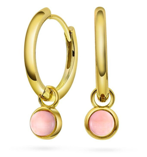 Øreringer i 925 forgylt sølv med rosa opal