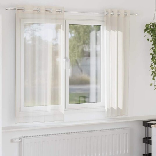 Voilegardiner med grommets 2 stk krem 140x140 cm 8721158550873