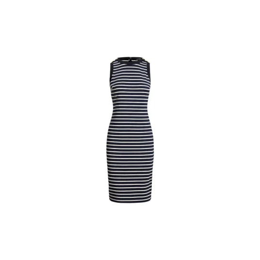 Lauren Ralph Lauren Yd Striped Ponte Knt Dresses   Navy   38