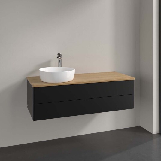 Villeroy & Boch Antao Servantskap med 2 skuffer 120x50x36 cm m/lys Sort Matt/Eik