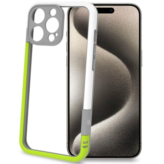 Celly Støtfanger Mobildeksel iPhone 16 Pro Max Hvit/Limegrønn