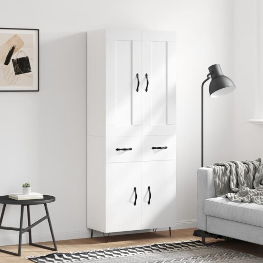 Highboard hvit 69,5x34x180 cm konstruert tre Highboard hvit 69,5x34x180 cm konstruert tre